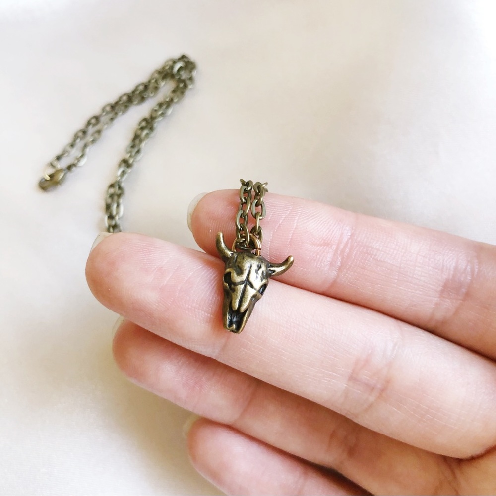 Cow Bull Skull Western Boho Necklace